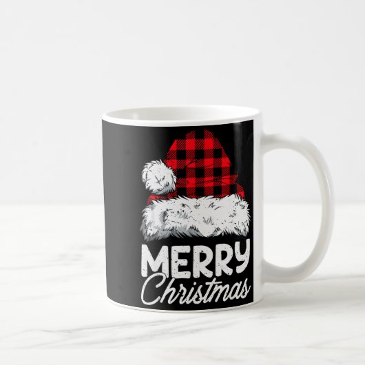 Merry Christmas Buffalo Plaid Red Santa Hat Xmas P Kaffeetasse (Rechts)