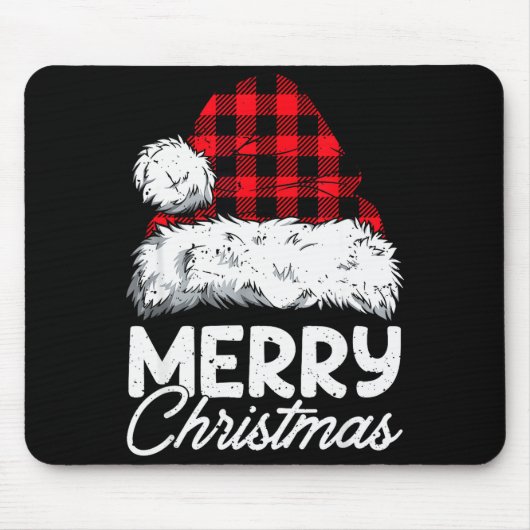 Merry Christmas Buffalo Plaid Red Santa Hat Xmas P Mousepad (Vorne)