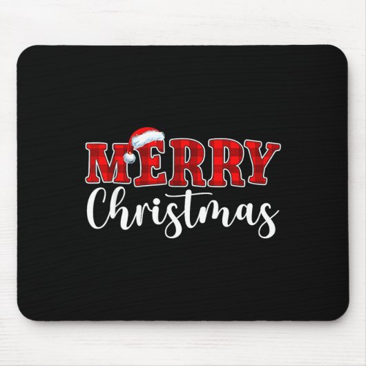 Merry Christmas Buffalo Plaid Red Santa Hat Xmas P Mousepad (Vorne)