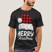 Merry Christmas Buffalo Plaid Red Santa Hat Xmas P T-Shirt (Vorderseite)