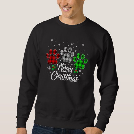 Merry Christmas Buffalo Plaid  Red White Green Dog Sweatshirt (Vorderseite)