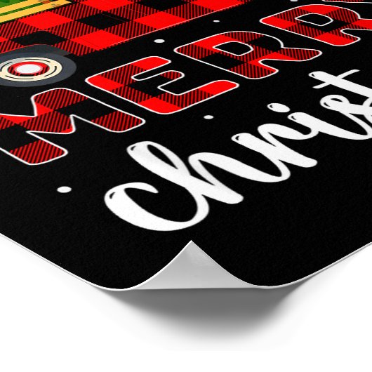 Merry Christmas Buffalo Truck Tree Red Plaid For M Poster (Ecke)