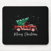 Merry Christmas Buffalo Truck Tree Red Plaid Mousepad (Vorne)
