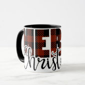 MERRY CHRISTMAS Büffel kariert rot Tasse (Vorderseite Links)