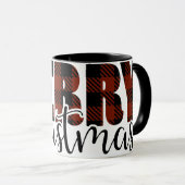 MERRY CHRISTMAS Büffel kariert rot Tasse (VorderseiteRechts)