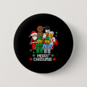 Merry Christmas Building Bricks Santa Elf Snowman  Button (Vorderseite)
