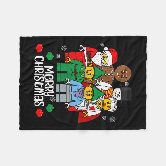 Merry Christmas Building Bricks Santa Elf Snowman  Fleecedecke (Vorderseite (Horizontal))
