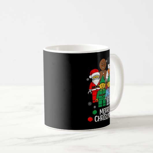 Merry Christmas Building Bricks Santa Elf Snowman  Kaffeetasse (VorderseiteRechts)