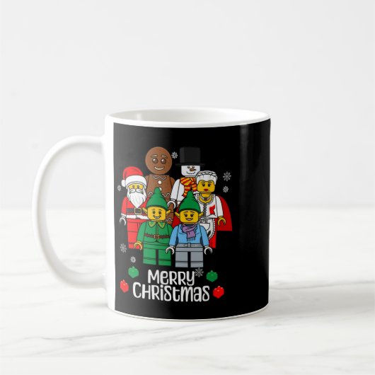 Merry Christmas Building Bricks Santa Elf Snowman Kaffeetasse (Links)