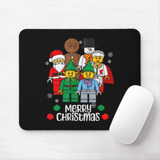 Merry Christmas Building Bricks Santa Elf Snowman  Mousepad (Mit Mouse)