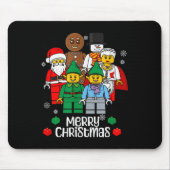 Merry Christmas Building Bricks Santa Elf Snowman  Mousepad (Vorne)