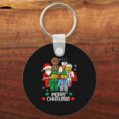 Merry Christmas Building Bricks Santa Elf Snowman  Schlüsselanhänger (Vorderseite)