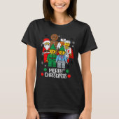 Merry Christmas Building Bricks Santa Elf Snowman  T-Shirt (Vorderseite)