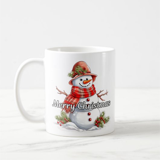 Merry Christmas Bundled-up Little Snowman Kaffeetasse (Links)