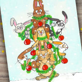 Merry Christmas Bunnies Postkarte