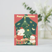 Merry Christmas Bunnies Postkarte (Stehend Vorderseite)
