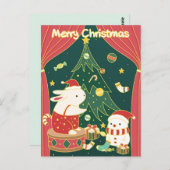 Merry Christmas Bunnies Postkarte (Vorne/Hinten)