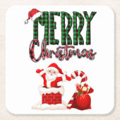 Merry Christmas by Santa - Paper Coaster Rechteckiger Pappuntersetzer (Vorderseite)