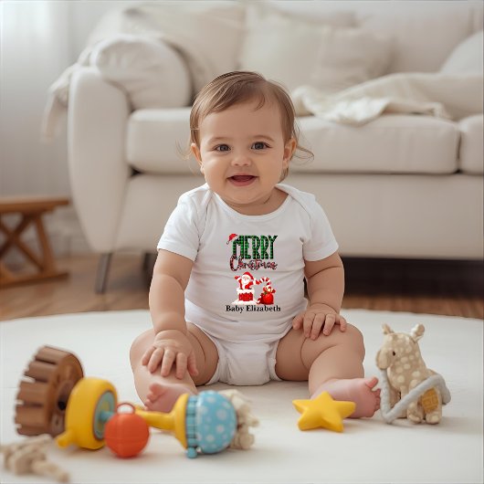 Merry Christmas by Santa - Personalized Bodysuit Baby Strampler