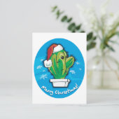Merry Christmas Cactus Feiertagspostkarte (Stehend Vorderseite)