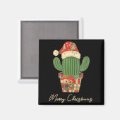 Merry Christmas Cactus Patchwork Quilt  Magnet (Vorderseite/Rückseite)