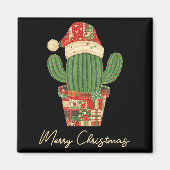 Merry Christmas Cactus Patchwork Quilt  Magnet (Vorne)