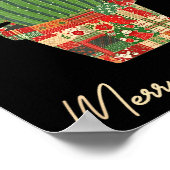 Merry Christmas Cactus Patchwork Quilt Poster (Ecke)
