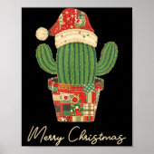 Merry Christmas Cactus Patchwork Quilt Poster (Vorne)