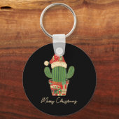 Merry Christmas Cactus Patchwork Quilt Schlüsselanhänger (Vorderseite)
