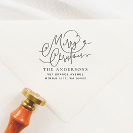 Merry Christmas Calligraphy Blüh Address Gummistempel
