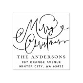 Merry Christmas Calligraphy Blüh Address Gummistempel (Prägung)