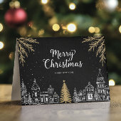 Merry Christmas Calligraphy Holiday Folded Card Ankündigung