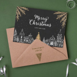 Merry Christmas Calligraphy Scrip Holiday Card Feiertagskarte