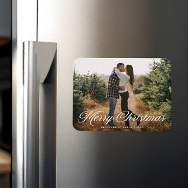 Merry Christmas Calligraphy Script Foto Magnet