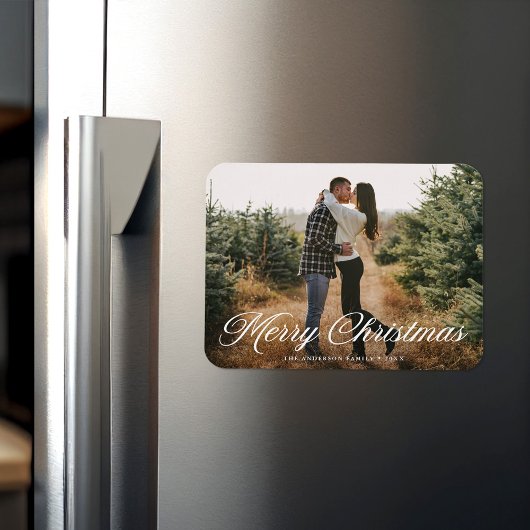 Merry Christmas Calligraphy Script Foto Magnet