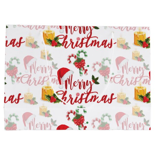 Merry Christmas Calligraphy Script Große Geschenktüte (Rückseite)