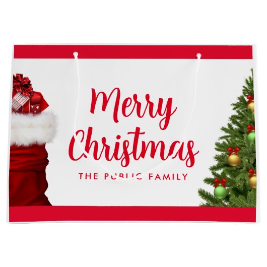 Merry Christmas Calligraphy Script Name Template Große Geschenktüte (Vorderseite)