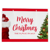 Merry Christmas Calligraphy Script Name Template Große Geschenktüte (Rückseite)