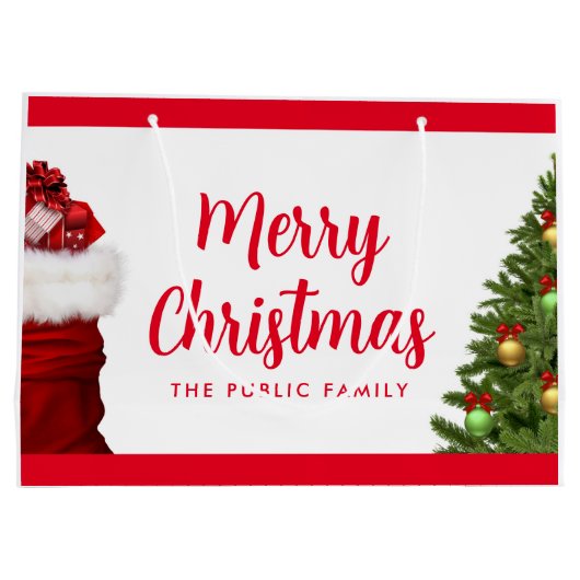 Merry Christmas Calligraphy Script Name Template Große Geschenktüte (Rückseite)