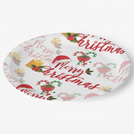 Merry Christmas Calligraphy Script Pappteller (Schrägansicht)