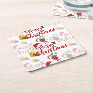 Merry Christmas Calligraphy Script Rechteckiger Pappuntersetzer
