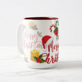Merry Christmas Calligraphy Script Zweifarbige Tasse (Vorderseite Links)