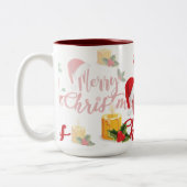Merry Christmas Calligraphy Script Zweifarbige Tasse (Links)