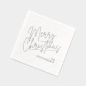 Merry Christmas Calligraphy Silver Servietten Mit Folie (Links)