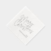 Merry Christmas Calligraphy Silver Servietten Mit Folie (Rechts)