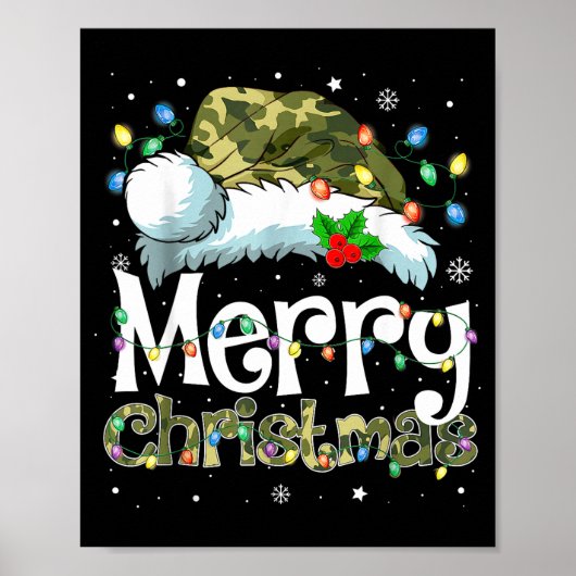 Merry Christmas Camouflage Santa Hat Xmas Family M Poster (Vorne)