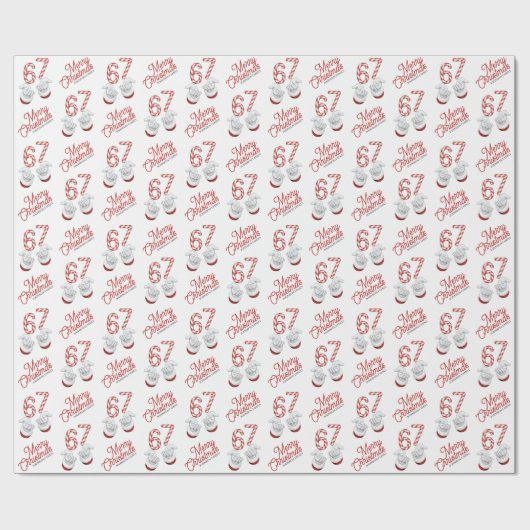 Merry Christmas Candy Cane 6-7 Meme Pattern Geschenkpapier (Flach)