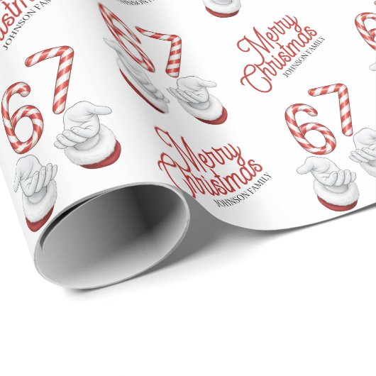 Merry Christmas Candy Cane 6-7 Meme Pattern Geschenkpapier (Rolleneckpunkt)