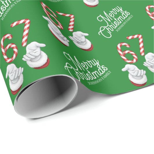 Merry Christmas Candy Cane 6-7 Meme Pattern Geschenkpapier (Rolleneckpunkt)