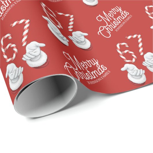 Merry Christmas Candy Cane 6-7 Meme Pattern Geschenkpapier (Rolleneckpunkt)